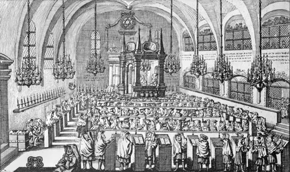 La riunione nella sinagoga, 1705